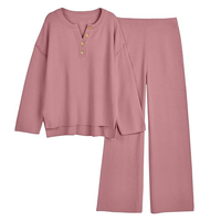 Pull élégant Survêtement Bouton Simple Lâche Bouton Tops Sport Style Ensembles Femmes Casual Pantalon Leggings