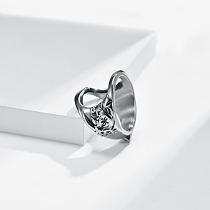 Retro Rhinoceros Head Titanium Steel <b>Ring</b> Men's Fashion Jewelry Self Defense Bottle Opener Multi Functional Animal Design - Product Image 3