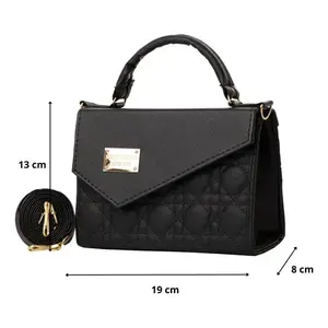 Sac bandoulière Fana Bohemian noir en polyester, trois sangles, imperméable, usage quotidien - Product Image 4