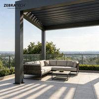 Pergola bioclimatique de luxe en aluminium résistante aux intempéries avec éclairage LED et design imperméable pour utilisation en extérieur dans la cour (3x3m)