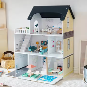 Vente chaude grande maison de poupée à 3 étages Villa maison de jeu petite princesse femme château meubles accessoires jouets éducatifs pour les enfants - Product Image 4