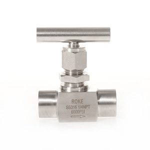 ROKE Stainless Steel <b>Needle</b> <b>Valve</b> 1/4NPT 6000PSI High Pressure Forged Straight Through - Product Image 1