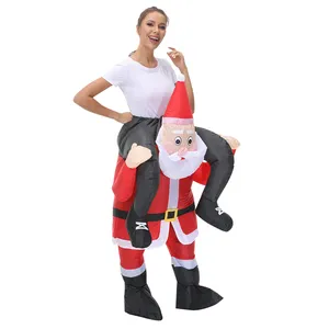 快乐岛批发圣诞充气圣诞老人角色扮演骑行服装充气搞笑化装万圣节派对套装