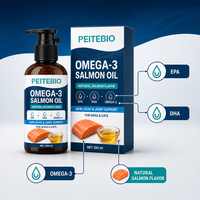 Huile de saumon PEITEBIO Omega 3 pour chiens et chats avec EPA, DHA et saveur naturelle de saumon, pour la peau, le pelage et le soutien des articulations, 200 ml