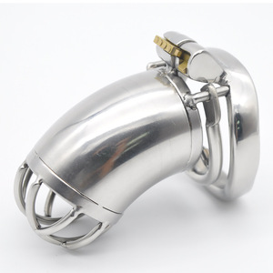 S/L Silver Stainless Steel Male <strong>Chastity</strong> Device Penis Lock Cock <strong>Cage</strong> with <strong>Spiked</strong> Ring Sex Toys for Men Game - Product Image 4