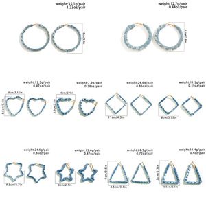 Boucles d'oreilles créoles en jean pour femme, à bords effilochés, géométriques, en alliage, style streetwear, bijoux décontractés pour soirée - Product Image 6