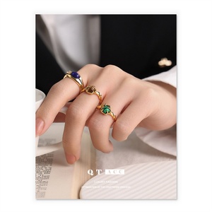 Anillo de Joyería de Alta Gama para Mujer, Minimalista, Chapado en Oro, Acero Inoxidable, con Circonita, Diseño de Estrella - Product Image 5