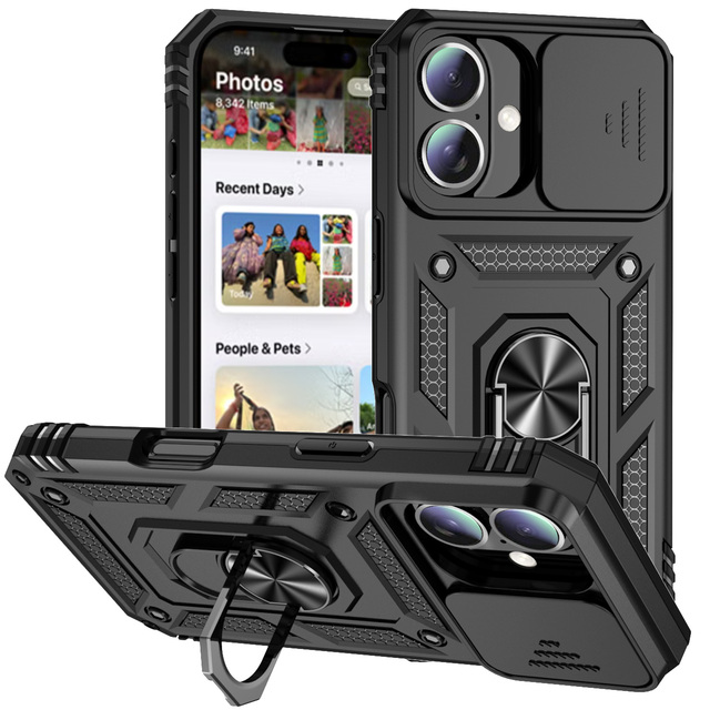 Ultra Protective Armor Slide Window Lens Protector Mobile Phone Case for iPhone 16 Pro Max 16 Plus Ultra 15 14 13