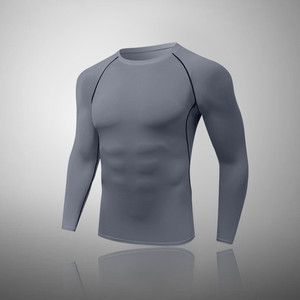 M011 maglietta a compressione da palestra in raso a manica lunga Slim <span class=keywords><strong>Fit</strong></span> stile Casual Casual per collant Bodybuild MMA Rash Guard - Product Image 2
