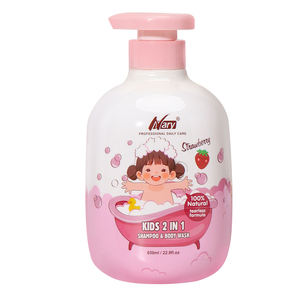 Nary toptan stokta 650ml organik 2-in-1 çilek şampuan vücut yıkama çocuklar bebek nemlendirici yırtılma-ücretsiz formülü duş jeli - Product Image 1