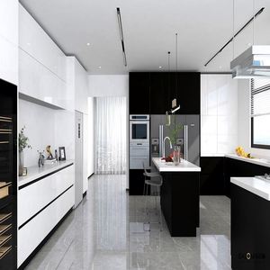 Juego de Muebles de Cocina Gris de Alto Brillo, Sistema Modular de Paquete Plano con Almacenamiento Inteligente Personalizado para Hogares Contemporáneos - Product Image 4