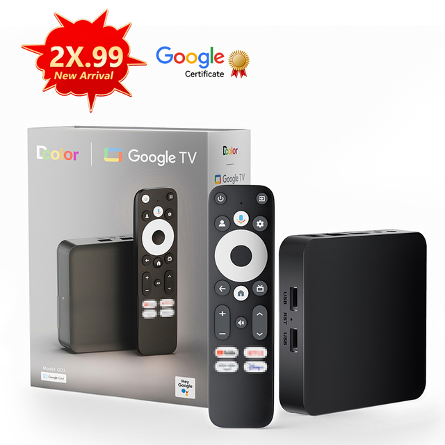 TV GD2 Certified TV Box Android 14 4K Wifi 6 GTV TV Box 32GB Memory Assistant Voice Control