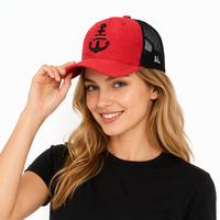 Op maat gemaakte borduurwerk handgestikte rode suède Oxford luipaard argyle/stippen fruit baseball cap 6 panel trucker cap