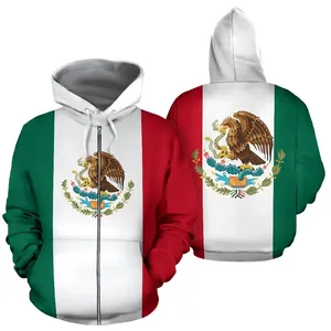 קלאסי מותאם אישית מקסיקו דגל לרכוס נים לגברים באיכות טובה פוליאסטר רוכסן נים סוודר בתפזורת נים עם כיסים
