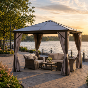 Luxuriöser Quadratischer Outdoor-Aluminium-Gartenbrunnen mit Zeitgenössischem Design, Langlebig für Alle Jahreszeiten, Wasserdichtes Doppelschichtiges Römisches Vordach - Product Image 1