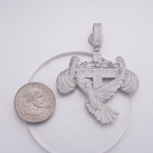 Colgante Religioso de Plata con Incrustaciones de Diamantes, Diseño de Cruz, Guantes de Boxeo y <span class=keywords><strong>Paloma</strong></span>, para Hombre - Product Image 4
