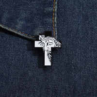 Épingles Émail Jésus Broches Croix Noir Blanc Style Punk Bijoux Personnalisés Cadeaux pour Amis Accessoires Foi pour Revers Œil Maléfique