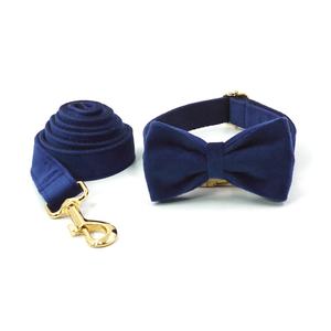 Producto en Oferta, Corbata de Moño Ajustable para Perro, Moda 2025, Alta Calidad, Linda, Azul Oscuro, Terciopelo, Cómodo Arnés para Perro, Correas para Mascotas - Product Image 4