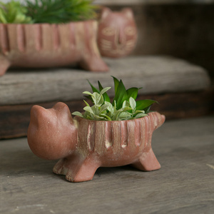 Vasi per Piante Grasse a Forma di Gatto in Cemento Arancione, Ornamento Animale Retrò per Arredamento Casa, <span class=keywords><strong>Vaso</strong></span> <span class=keywords><strong>da</strong></span> Scrivania per <span class=keywords><strong>Fiori</strong></span> <span class=keywords><strong>da</strong></span> Davanzale con Foro - Product Image 1