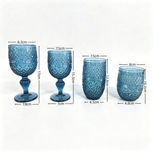 Calici in Vetro Moderni Vintage all'Ingrosso - Bicchieri <span class=keywords><strong>da</strong></span> Vino di Alta Qualità con Rilievo per Centrotavola Matrimoniali e Bar Domestici - Product Image 5