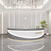 Comptoir de réception incurvé à LED pour salon de beauté blanc, simple et moderne, pour entreprise, magasin de vêtements, studio de yoga, caissier
