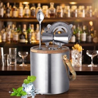 Seau à glace portable minimaliste en acier inoxydable durable à double paroi de 1,3 L, personnalisé par Creation Factory pour un branding de luxe, ensemble d'outils de bar