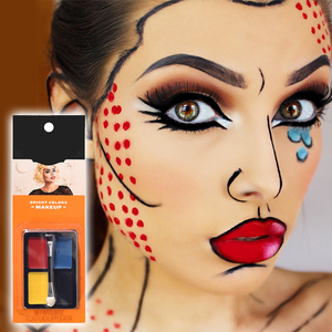 Palette de <span class=keywords><strong>maquillage</strong></span> pour enfants, 4 couleurs, imperméable, végétalien, pour <span class=keywords><strong>Halloween</strong></span>, costume de cosplay, peinture corporelle nue, visage, prix bas, fabrication en gros - Product Image 1
