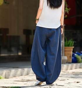 بلوزة صيفية جديدة من القطن والكتان بخصر واسع سراويل مرنة للنساء - Product Image 6