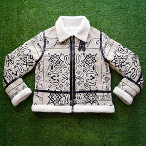 Veste polaire personnalisée en tapisserie d'hiver chaude pour hommes <span class=keywords><strong>manteau</strong></span> bombardier bouffant en laine et <span class=keywords><strong>fourrure</strong></span> vestes coupe-vent en cuir pour hommes - Product Image 5