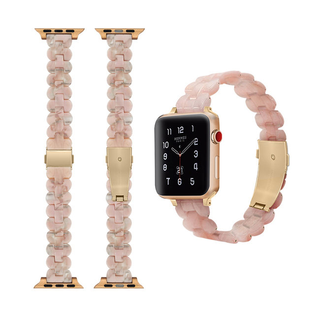 Resin Watch Band for apple Watch Series Ultra 2 49mm 40mm 41mm 42mm 44mm 45mm 46mm Luxury Watch Strap for Women