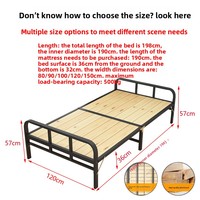 Lit simple pliable en métal sur mesure 1,2 m et 1 m, cadre en fer simple, usage domestique, panneau de fibres renforcé