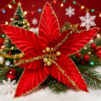 Luxueuze Bourgondiërode fluwelen realistische kerstbloemen voor hoogwaardige evenementen - Langdurig houdbaar, waterdicht bloemendesign