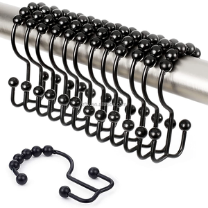 Anneaux de <span class=keywords><strong>rideau</strong></span> de douche, crochets de <span class=keywords><strong>rideau</strong></span> de douche à Double glissière en métal <span class=keywords><strong>pour</strong></span> tringles de douche de salle de bain - Product Image 1