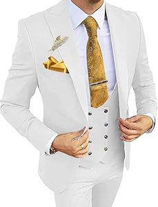 Abito <span class=keywords><strong>da</strong></span> Uomo Italiano Slim Fit 3 Pezzi: Giacca, Pantaloni e Gilet Nero con Revers a Punta, per Matrimonio, Sposo, <span class=keywords><strong>Cerimonia</strong></span>, Business, Monopetto - Product Image 2