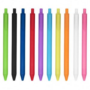Stylo à bille rétractable en plastique ABS, plusieurs couleurs unies, encre gel, pointe souple recouverte de caoutchouc, avec logo, à mécanisme clic-poussoir - Product Image 1