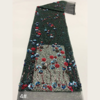 Tissu en tulle brodé de paillettes métalliques lourdes G3259, orné de fleurs et de perles, 7 couleurs, pour robes de mariée, robes de soirée, filles