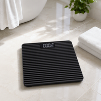 Balance connectée Bluetooth intelligente avec écran LED en verre trempé à rayures noires, mesure précise de la température, pour usage domestique