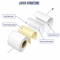 Étiquettes adhésives thermiques continues personnalisées sans support, largeur 80 mm, pour épicerie, boulangerie, livraison de nourriture, rouleaux de papier blanc