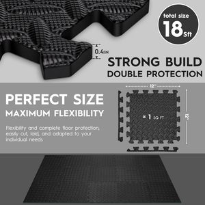 <span class=keywords><strong>Tapis</strong></span> d'exercice puzzle 12,6x12,6x0,4 po en EVA, emboîtable, antidérapant, résistant à l'eau, 18 pieds carrés, pour sol <span class=keywords><strong>de</strong></span> salle <span class=keywords><strong>de</strong></span> sport à domicile - Product Image 5