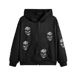 Nouveau design unique 2026 – Sweat à capuche zippé pour femme, imprimé uni, en polaire épaisse, écologique, automne-hiver, broderie 3D et strass - Product Image 1