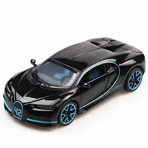 2024 kustom mobil mainan balap Chiron kecil logam Aloi mobil Model kendaraan, grosir mainan cahaya suara mobil Model Diecast