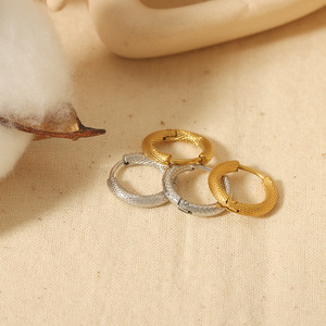 Snake Pattern <b>Cuff</b> <b>Earrings</b> 18K Gold Stainless Steel Round Geometric Fashion Jewelry - Product Image 2