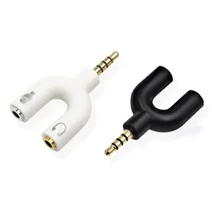 Hot selling U shape 2 in1 3.5mm jack male to 2 female stereo audio dual 3.5mm headphone sharing splitter
