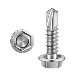 #14X1 \ "(3/4 \" 3 \ ") testa esagonale a filo sottile autforatura per viti in lamiera punta di acciaio inossidabile 410 confezione da 50 - Product Image 4