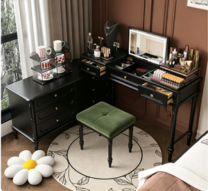 American Modern Solid Wood Apartment <strong>Dressing</strong> <strong>Table</strong> Integrated Drawer Cabinet French Cream-Style End-of-Bed Makeup <strong>Table</strong> <strong>Storage</strong> - Product Image 3