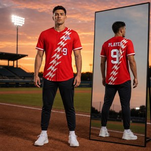 Maillot de baseball personnalisé en gros, imprimé zigzag, séchage rapide, respirant, boutonné, en polyester, uniforme d'équipe par sublimation - Product Image 1