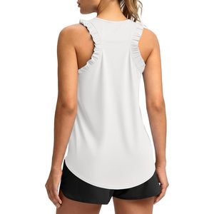 Débardeur de sport personnalisé pour femme, à volants, sans manches, UPF 50+, dos nageur, décontracté, ample, pour la course et l'athlétisme - Product Image 1