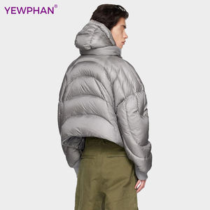 Manteau bouffant personnalisé haute couture 800 remplissage luxe personnalisé doudoune oie haute rue gris - Product Image 2