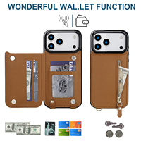 Étui de luxe en cuir avec lanière pour iPhone 17 Pro Max, portefeuille RFID avec porte-cartes et béquille, pochette zippée pour iPhone 16 17 Pro