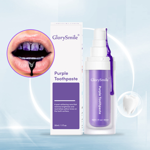 Suero Blanqueador Dental de 30ml, Pasta Dental Blanqueadora Morada <span class=keywords><strong>Glorysmile</strong></span> <span class=keywords><strong>V34</strong></span>, Esencia OEM con Bomba para Dientes - Product Image 1
